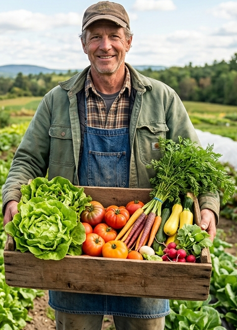 NH farmer growing specialty crops for restaurant menus — local farm branding through LiveStalks marketplace